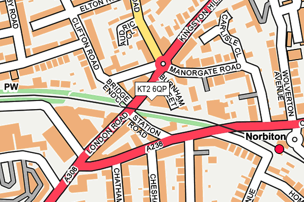 KT2 6QP map - OS OpenMap – Local (Ordnance Survey)