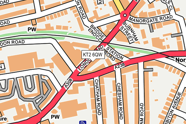 KT2 6QW map - OS OpenMap – Local (Ordnance Survey)