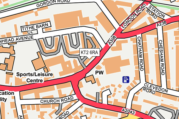 KT2 6RA map - OS OpenMap – Local (Ordnance Survey)