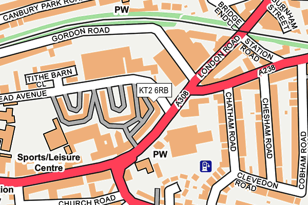 KT2 6RB map - OS OpenMap – Local (Ordnance Survey)