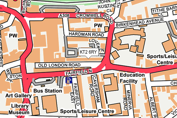 KT2 6RY map - OS OpenMap – Local (Ordnance Survey)