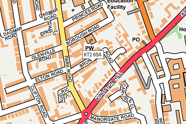 KT2 6SA map - OS OpenMap – Local (Ordnance Survey)