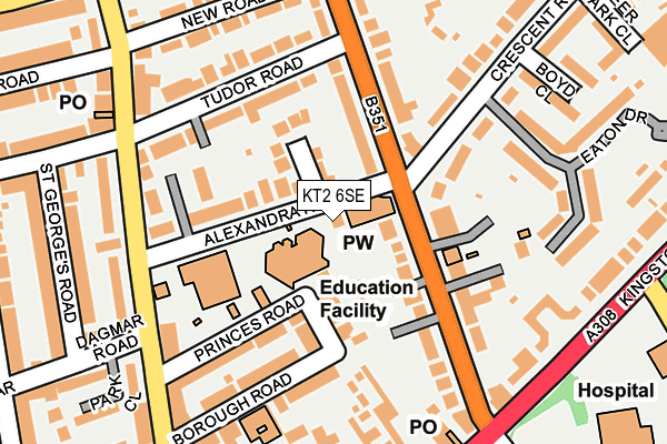 KT2 6SE map - OS OpenMap – Local (Ordnance Survey)