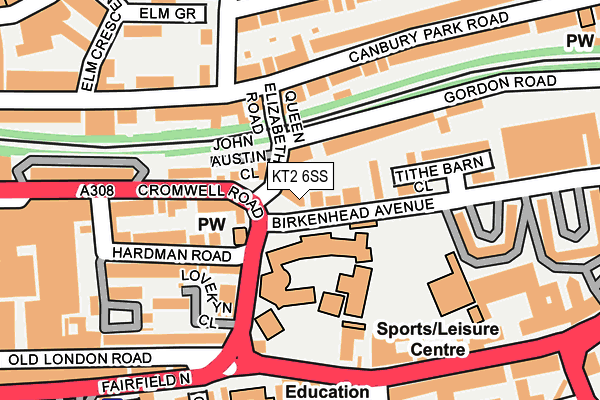 KT2 6SS map - OS OpenMap – Local (Ordnance Survey)