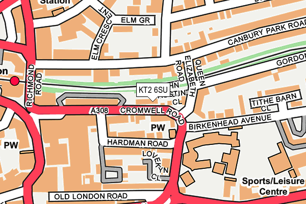KT2 6SU map - OS OpenMap – Local (Ordnance Survey)