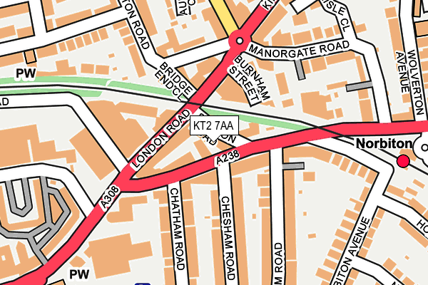 KT2 7AA map - OS OpenMap – Local (Ordnance Survey)