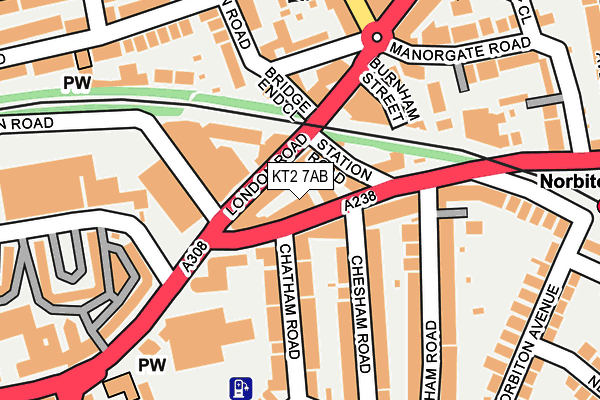 KT2 7AB map - OS OpenMap – Local (Ordnance Survey)