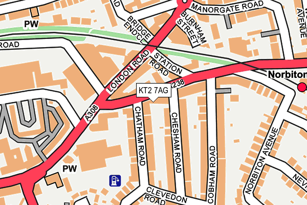 KT2 7AG map - OS OpenMap – Local (Ordnance Survey)