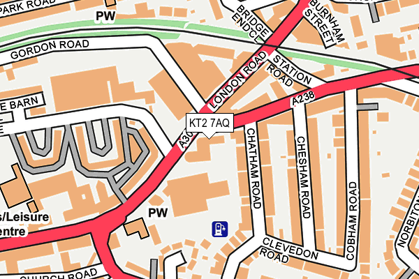KT2 7AQ map - OS OpenMap – Local (Ordnance Survey)