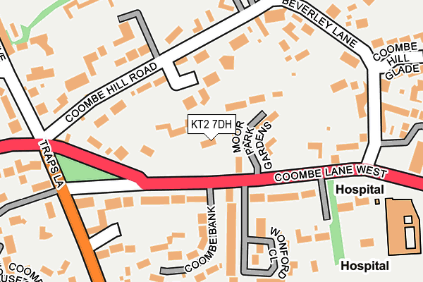 KT2 7DH map - OS OpenMap – Local (Ordnance Survey)
