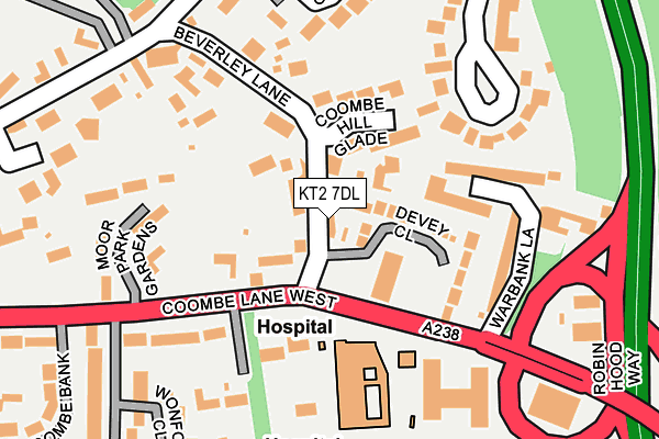KT2 7DL map - OS OpenMap – Local (Ordnance Survey)