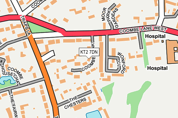 KT2 7DN map - OS OpenMap – Local (Ordnance Survey)