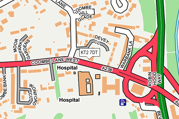 KT2 7DT map - OS OpenMap – Local (Ordnance Survey)