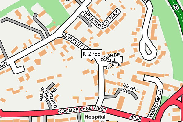 KT2 7EE map - OS OpenMap – Local (Ordnance Survey)