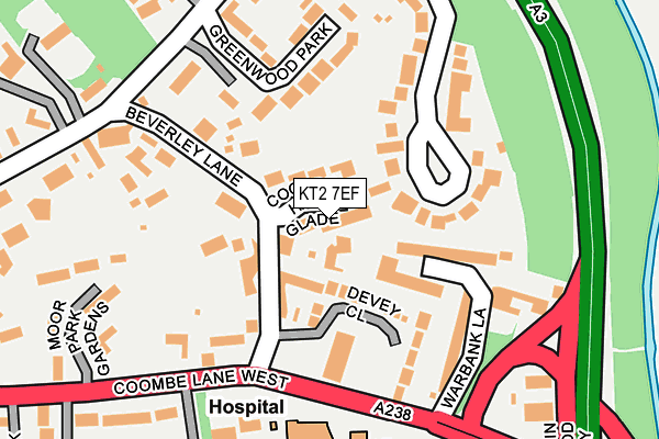 KT2 7EF map - OS OpenMap – Local (Ordnance Survey)