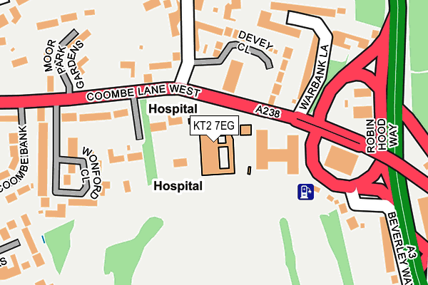 KT2 7EG map - OS OpenMap – Local (Ordnance Survey)