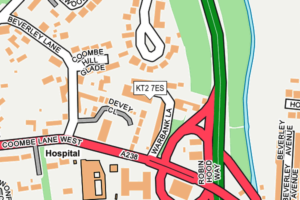 KT2 7ES map - OS OpenMap – Local (Ordnance Survey)