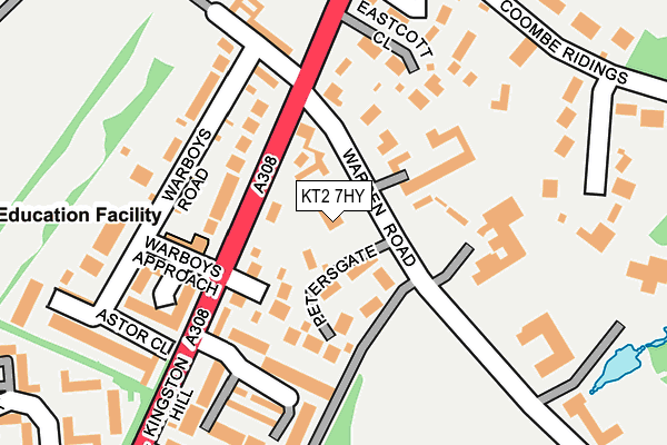 KT2 7HY map - OS OpenMap – Local (Ordnance Survey)