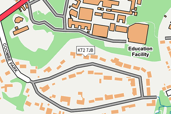 KT2 7JB map - OS OpenMap – Local (Ordnance Survey)