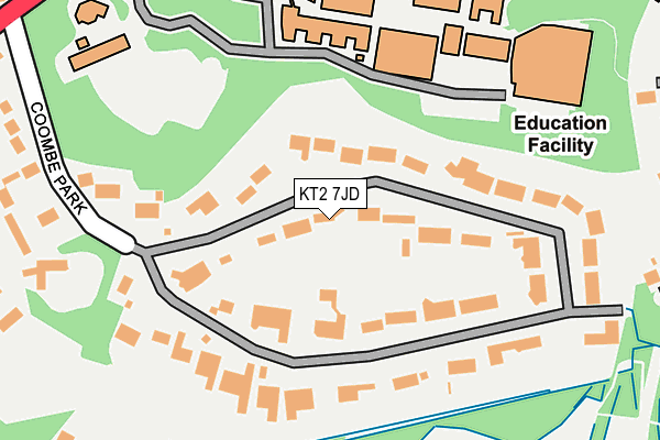 KT2 7JD map - OS OpenMap – Local (Ordnance Survey)