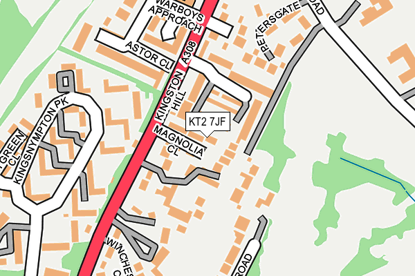 KT2 7JF map - OS OpenMap – Local (Ordnance Survey)