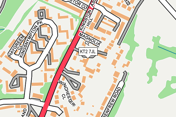 KT2 7JL map - OS OpenMap – Local (Ordnance Survey)