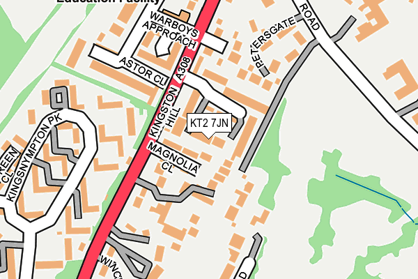 KT2 7JN map - OS OpenMap – Local (Ordnance Survey)