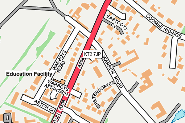 KT2 7JP map - OS OpenMap – Local (Ordnance Survey)