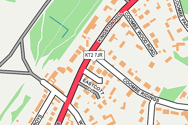 KT2 7JR map - OS OpenMap – Local (Ordnance Survey)