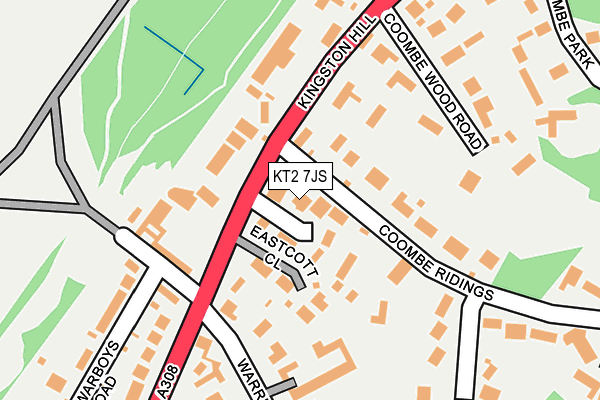 KT2 7JS map - OS OpenMap – Local (Ordnance Survey)