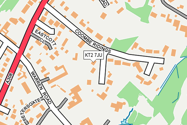 KT2 7JU map - OS OpenMap – Local (Ordnance Survey)