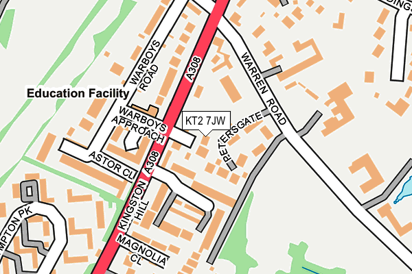 KT2 7JW map - OS OpenMap – Local (Ordnance Survey)
