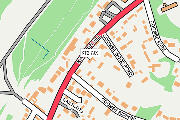 KT2 7JX map - OS OpenMap – Local (Ordnance Survey)