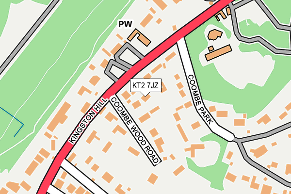 KT2 7JZ map - OS OpenMap – Local (Ordnance Survey)