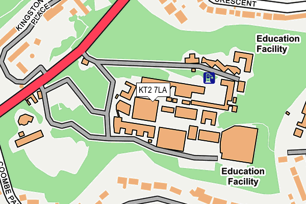 KT2 7LA map - OS OpenMap – Local (Ordnance Survey)