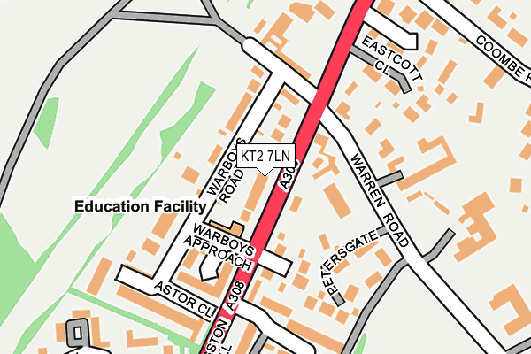KT2 7LN map - OS OpenMap – Local (Ordnance Survey)