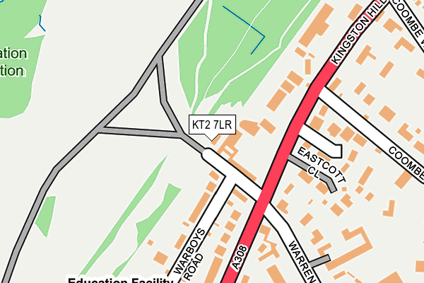 KT2 7LR map - OS OpenMap – Local (Ordnance Survey)