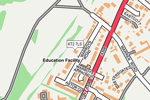 KT2 7LS map - OS OpenMap – Local (Ordnance Survey)