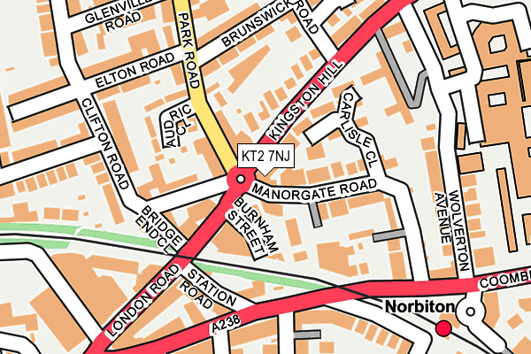 KT2 7NJ map - OS OpenMap – Local (Ordnance Survey)