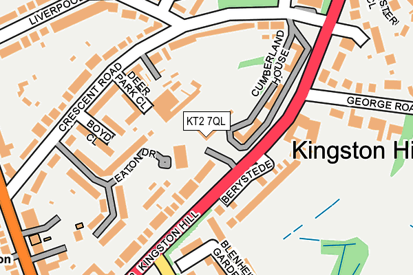 KT2 7QL map - OS OpenMap – Local (Ordnance Survey)