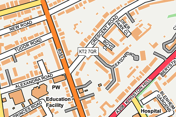 KT2 7QR map - OS OpenMap – Local (Ordnance Survey)