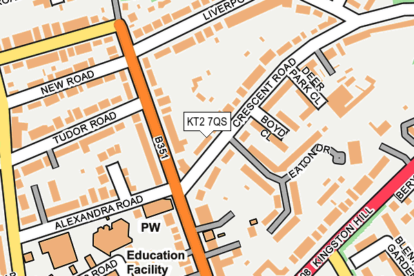 KT2 7QS map - OS OpenMap – Local (Ordnance Survey)