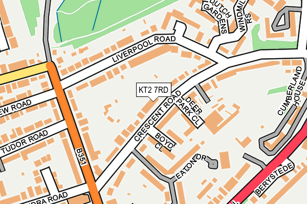 KT2 7RD map - OS OpenMap – Local (Ordnance Survey)