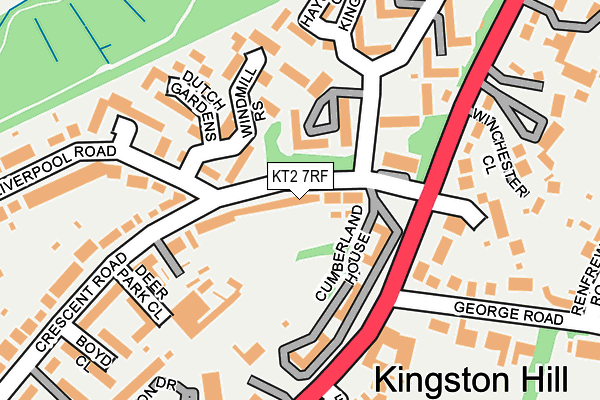 KT2 7RF map - OS OpenMap – Local (Ordnance Survey)