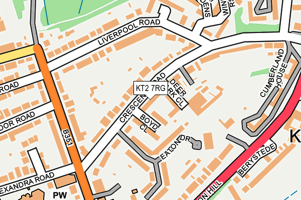 KT2 7RG map - OS OpenMap – Local (Ordnance Survey)