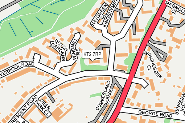 KT2 7RP map - OS OpenMap – Local (Ordnance Survey)