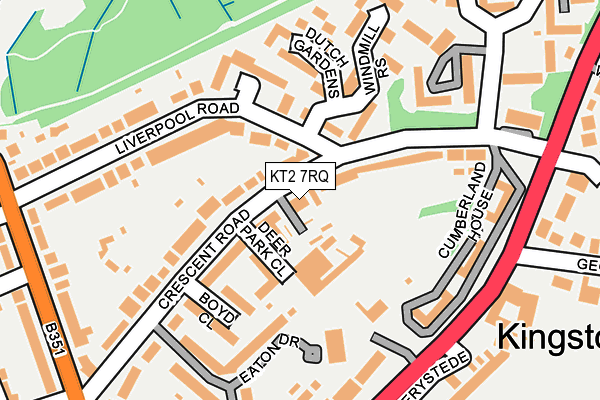 KT2 7RQ map - OS OpenMap – Local (Ordnance Survey)