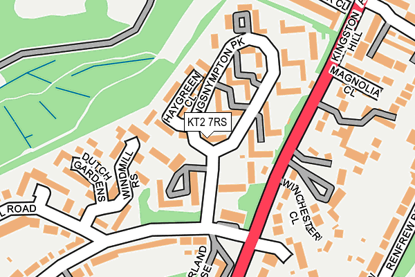 KT2 7RS map - OS OpenMap – Local (Ordnance Survey)