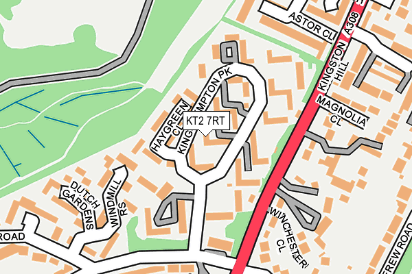 KT2 7RT map - OS OpenMap – Local (Ordnance Survey)