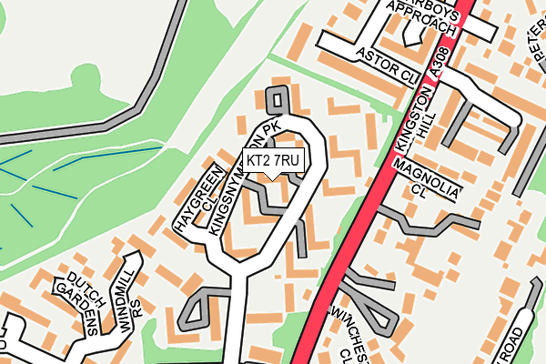 KT2 7RU map - OS OpenMap – Local (Ordnance Survey)